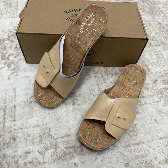 Kork-Ease Sandals Womens Size 9 Gold Odeesa Slide Leather Cork Footbed 1136828 - Picture 1 of 12
